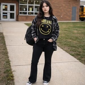 Metrostyle Black Bootcut Jeans 10P Grunge Schoolcore Everyday Y2k 90s Denim EUC